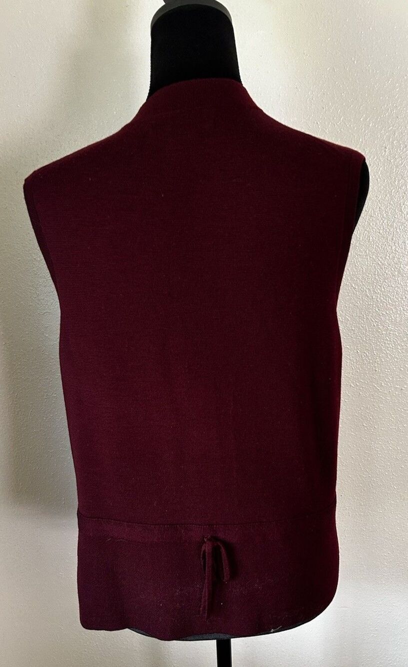 Brooks Brothers Italian Merino Wool V-Neck Sweater Vest Burgundy XL preppy Gold - Picture 4 of 11